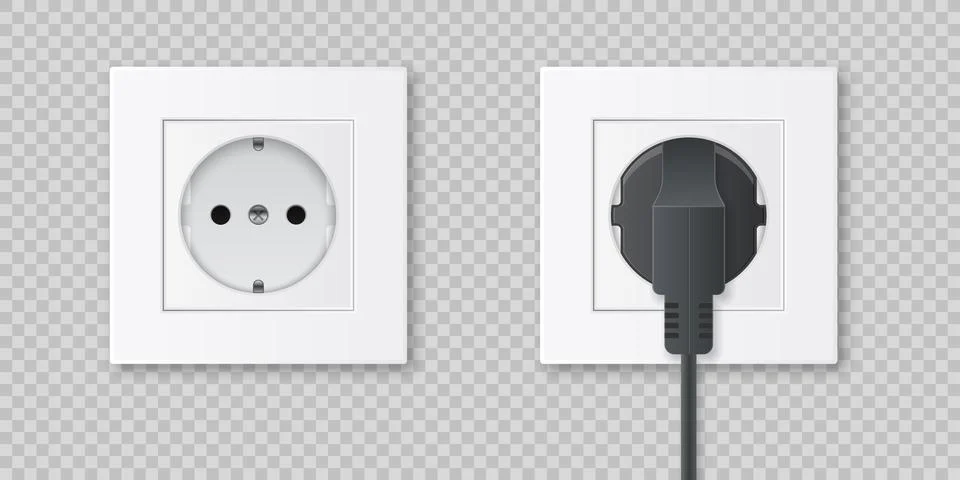 Electric socket icon in flat style. Connection and disconnection vector ill.. Stock Illustration