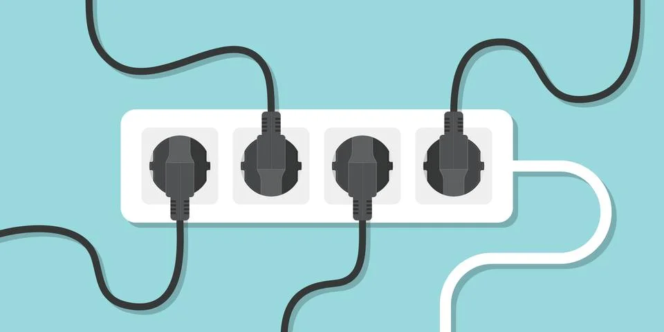 Electric socket icon in flat style. Connection and disconnection vector ill.. Stock Illustration