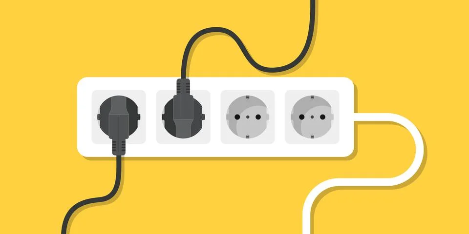 Electric socket icon in flat style. Connection and disconnection vector ill.. Stock Illustration