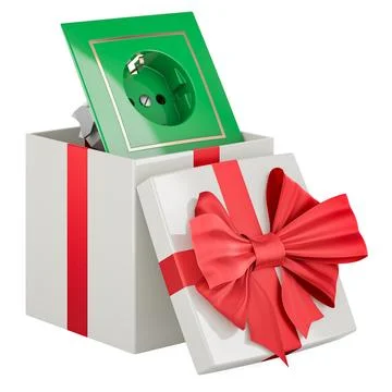 Electric socket inside gift box, 3D rendering Stock Illustration
