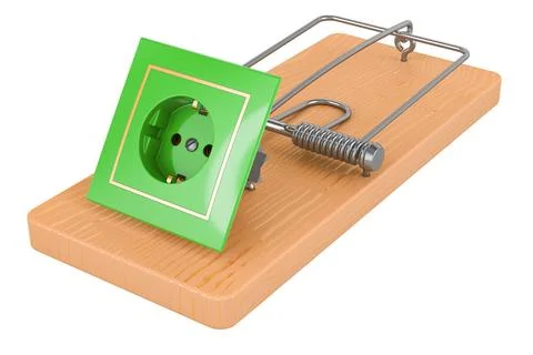 Electric socket inside mousetrap. 3D rendering Stock Illustration