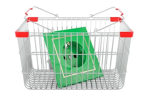 Electric socket inside shopping basket, 3D rendering Stock Illustration