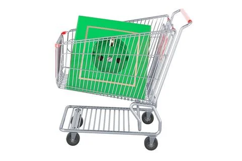 Electric socket inside shopping cart, 3D rendering Electric socket inside ... Stock Photos