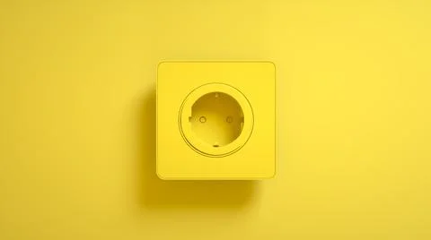 Electric socket isolated on yellow background. 3d illustration Stock Illustration