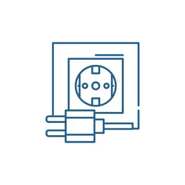 Electric socket line icon concept. Electric socket flat vector symbol, sign Stock Illustration
