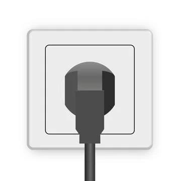 Electric socket with plug and wire, vector illustration. Stock Illustration