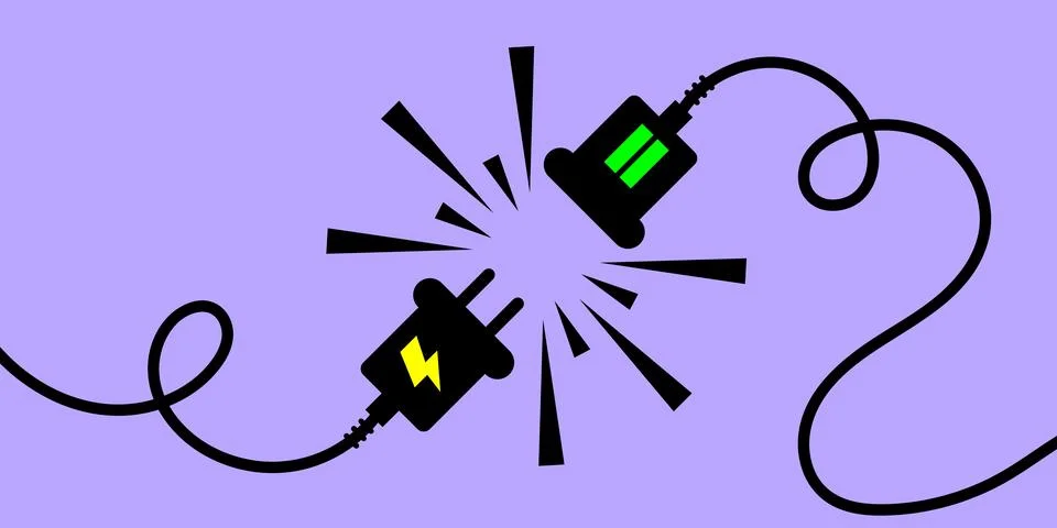 Electric socket with a plug. Connect and disconnect concept banner or background Stockillustratie