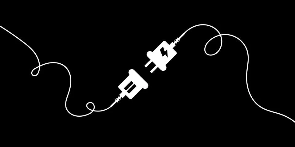 Electric socket with a plug. Connect and disconnect concept banner or background Illustrazione stock