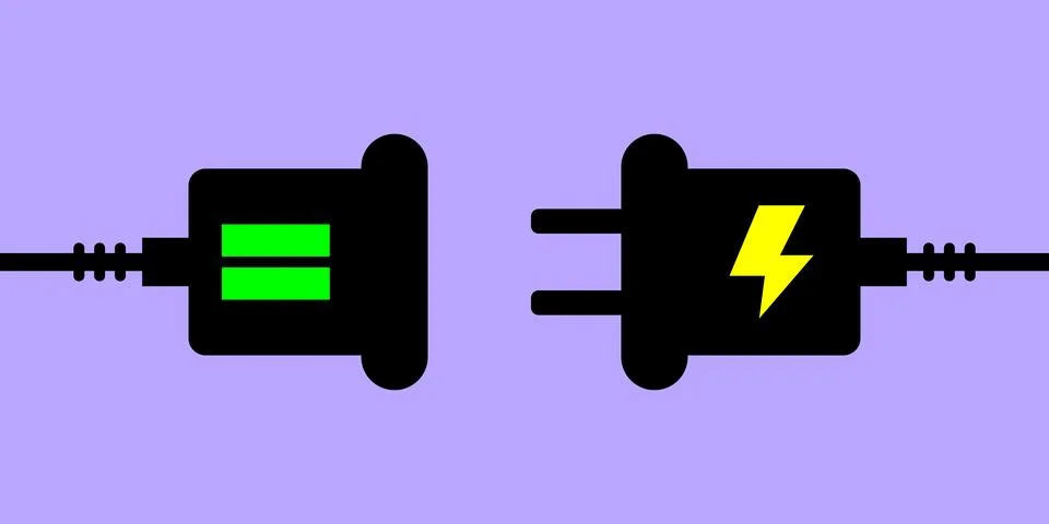 Electric socket with a plug. Connect and disconnect concept banner or background Illustrazione stock