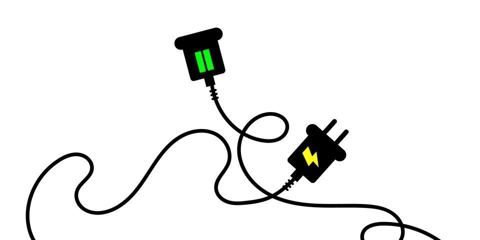 Electric socket with a plug. Connect and disconnect concept banner or background Illustrazione stock
