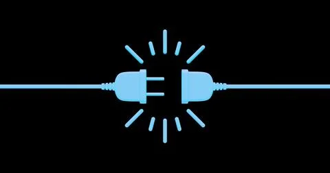 Electric socket with a plug. Connection and disconnection concept. 404 erro.. 스톡 일러스트