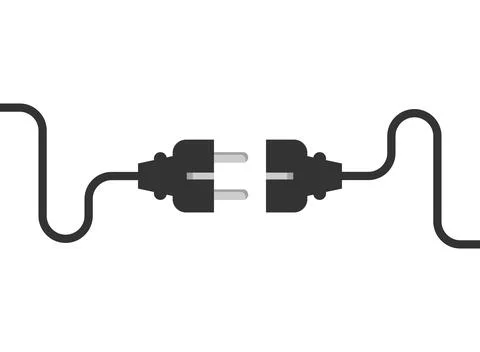 Electric socket with a plug icon in flat style. Connection symbol vector il.. Stock Illustration