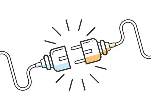 Electric socket with a plug icon in flat style. Connection symbol vector il.. Stock Illustration