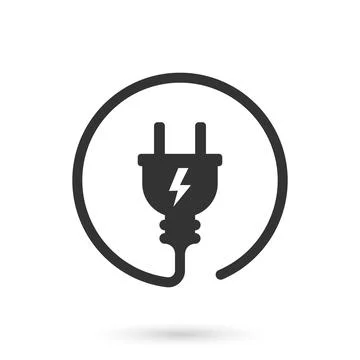 Electric socket with a plug icon in flat style. Connection symbol vector il.. Stock Illustration