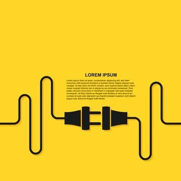 Electric socket with a plug icon in flat style. Connection symbol vector il.. 스톡 일러스트