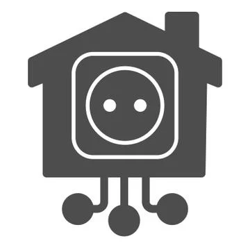 Electric socket in smart house solid icon, smart home concept, technology sign Stock Illustration