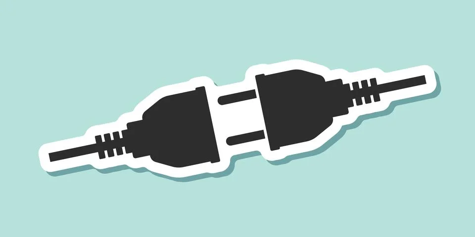 Electric socket sticker icon in flat style. Connection and disconnection ve.. Stockillustratie