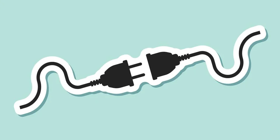 Electric socket sticker icon in flat style. Connection and disconnection ve.. Stockillustratie