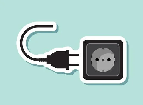 Electric socket sticker icon in flat style. Connection and disconnection ve.. Stockillustratie