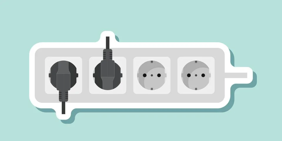 Electric socket sticker icon in flat style. Connection and disconnection ve.. Stockillustratie