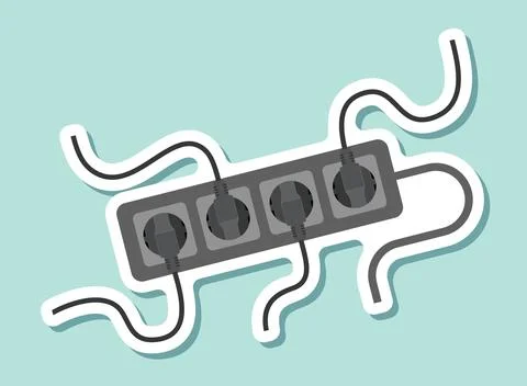 Electric socket sticker icon in flat style. Connection and disconnection ve.. Stockillustratie