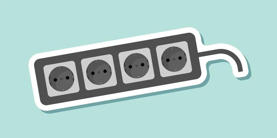 Electric socket sticker icon in flat style. Connection and disconnection ve.. Stockillustratie