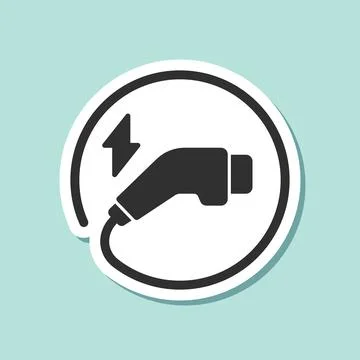 Electric socket sticker icon in flat style. Connection and disconnection ve.. Stockillustratie