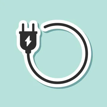 Electric socket sticker icon in flat style. Connection and disconnection ve.. Stockillustratie