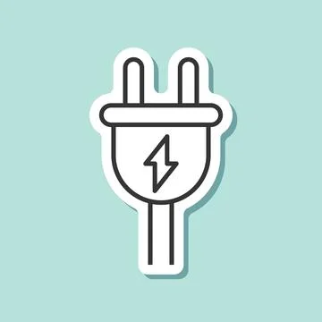 Electric socket sticker icon in flat style. Connection and disconnection ve.. Stockillustratie