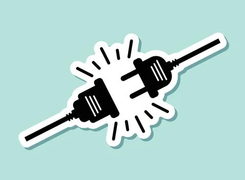 Electric socket sticker icon in flat style. Connection and disconnection ve.. Stockillustratie