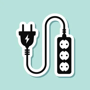 Electric socket sticker icon in flat style. Connection and disconnection ve.. Stockillustratie
