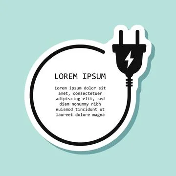 Electric socket sticker icon in flat style. Connection and disconnection ve.. Stock Illustration