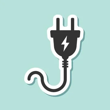 Electric socket sticker icon in flat style. Connection and disconnection ve.. Stockillustratie