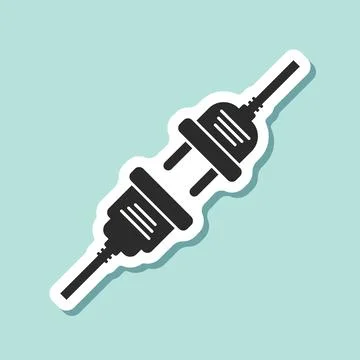 Electric socket sticker icon in flat style. Connection and disconnection ve.. Stockillustratie