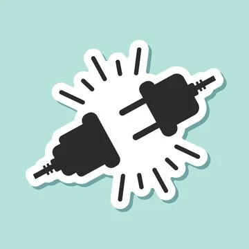 Electric socket sticker icon in flat style. Connection and disconnection ve.. Stockillustratie