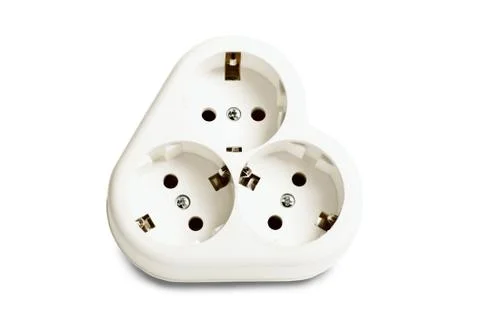 The electric socket - a tee on a white Stock Photos