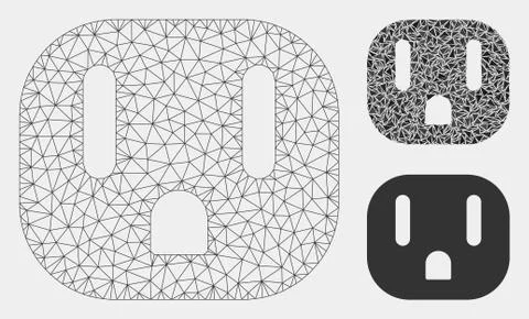 Electric Socket Vector Mesh Network Model and Triangle Mosaic Icon 스톡 일러스트
