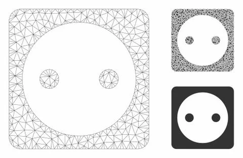 Electric Socket Vector Mesh Wire Frame Model and Triangle Mosaic Icon Stock Illustration