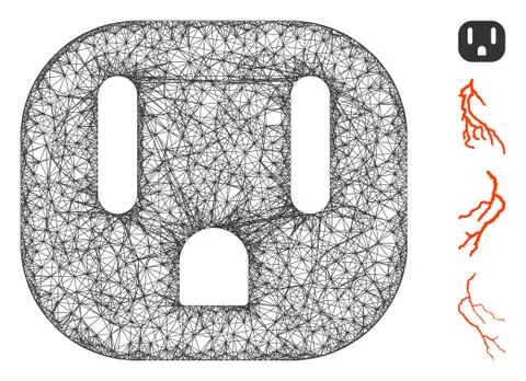 Electric Socket Web Vector Mesh Illustration Illustrazione stock