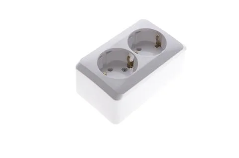 Electric socket on white Stock Photos