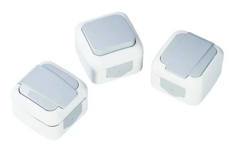 Electric sockets and light socket switch Stock Photos