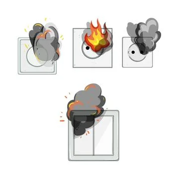 Electric sockets and light switch catching fire 스톡 일러스트