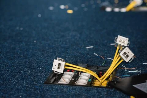 Electric sockets and sockets for network connectors rj45, installation process Stock Photos