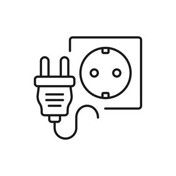 Electric sockets icon in outline stroke flat style. Electricity plug vector.. Stock Illustration