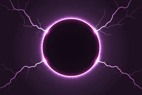Electric Solar Eclipse with Purple Lightning Bolts 스톡 일러스트