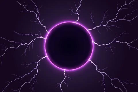 Electric Solar Eclipse with Purple Lightning Bolts 스톡 일러스트