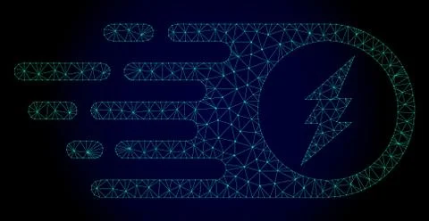 Electric Spark Polygonal Frame Vector Mesh with Fast Motion Effect Illustrazione stock