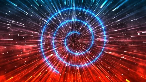 Electric spiral on a background of red rotating particles Stock Footage 120525299