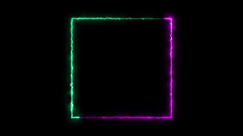 Electric square light effect glowing abstract outline streak frame animation. Wi 動画素材 342958335