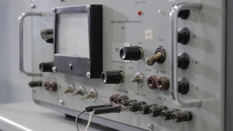 Electric stand for students. Electrical system for measuring voltage, current Stock Footage 82724186
